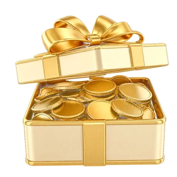 Gift box with coins — Lucky Vegas